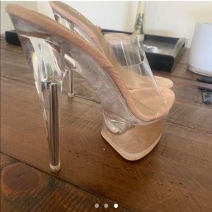 Clear platform heels